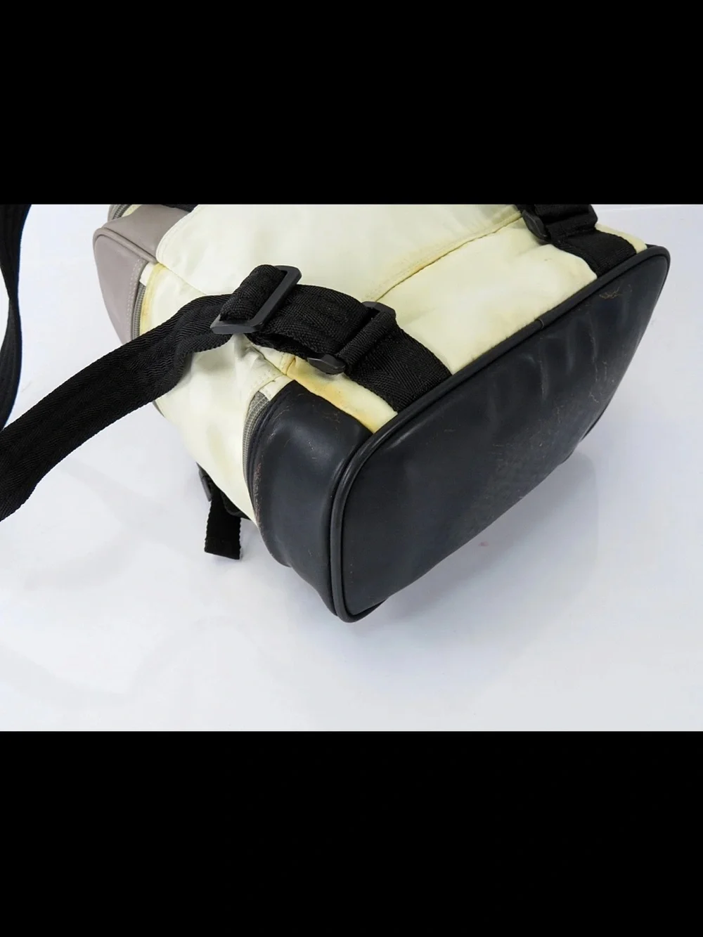 CHANEL Cream, Taupe & Black Nylon Crossbody Backpack